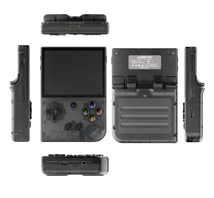 anbernic rg35xx plus pocket handheld gaming device game emulator rom black