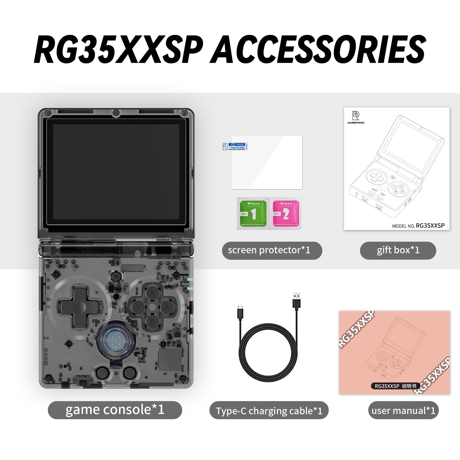 anbernic rg35xxsp pocket handheld gaming device game emulator rom accessories