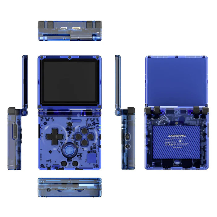 anbernic rg35xxsp pocket handheld gaming device game emulator rom blue
