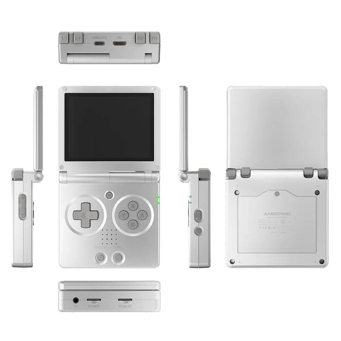 anbernic rg35xxsp pocket handheld gaming device game emulator rom silver