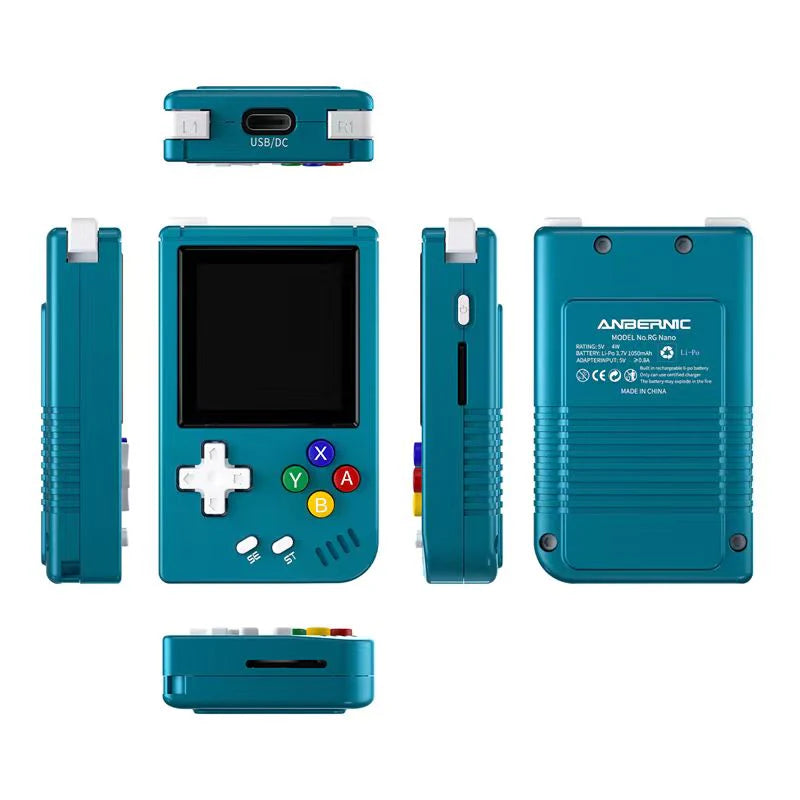 anbernic rg nano tiny pocket handheld gaming device mini blue