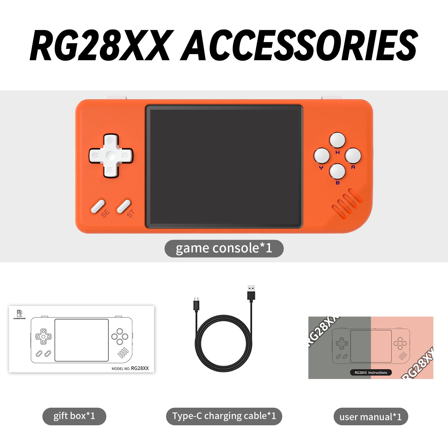 anbernic rg28xx pocket handheld gaming device game accessories emulator rom