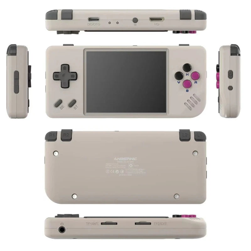 anbernic rg28xx pocket handheld gaming device game gray emulator rom
