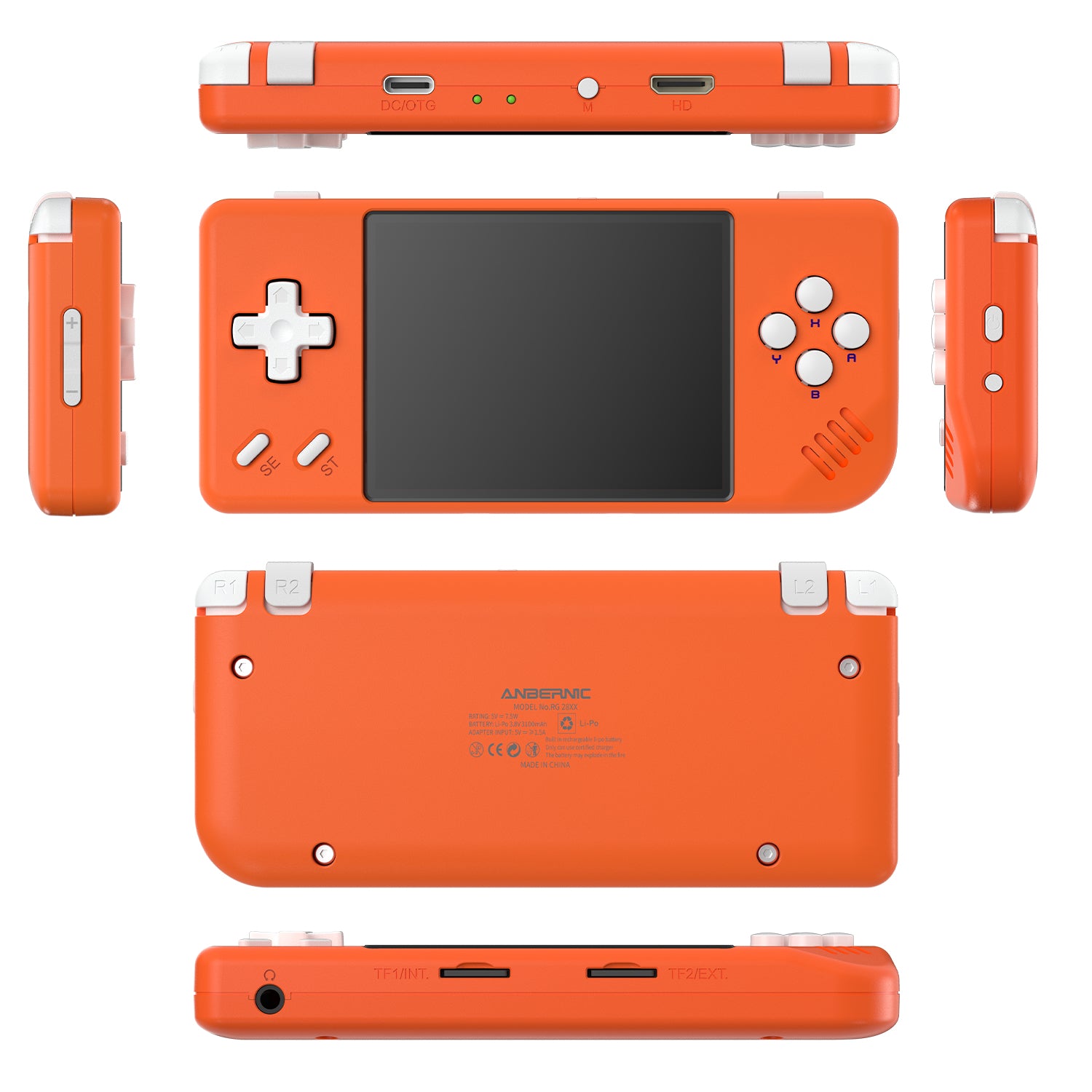 anbernic rg28xx pocket handheld gaming device game orange