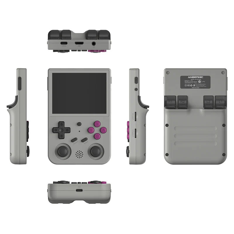 anbernic rg353v pocket handheld gaming device game emulator rom gray