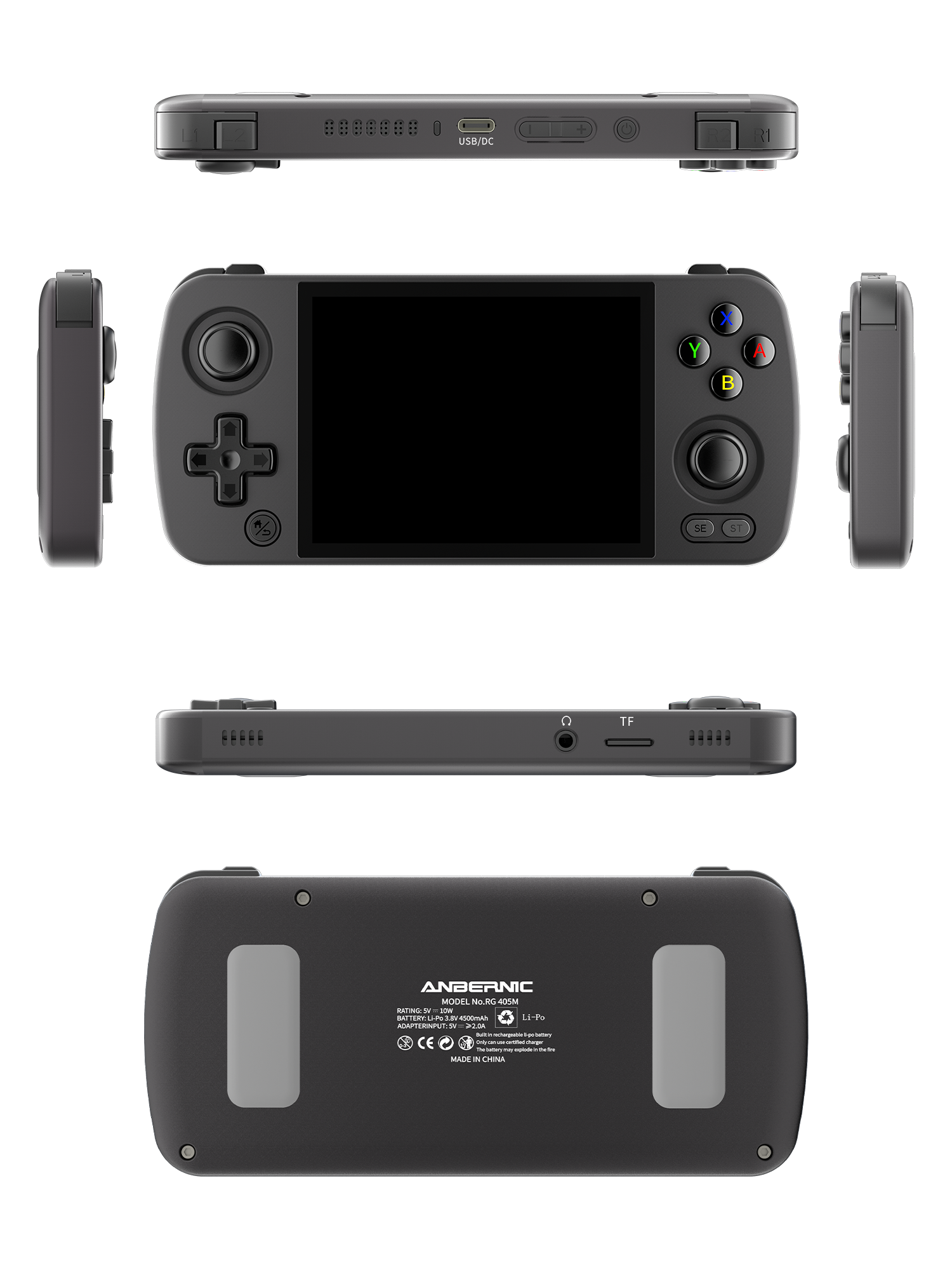 anbernic rg405m pocket handheld gaming device game emulator rom aluminum black