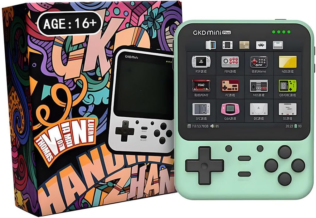 gpd mini plus retro gaming handheld pocket device green