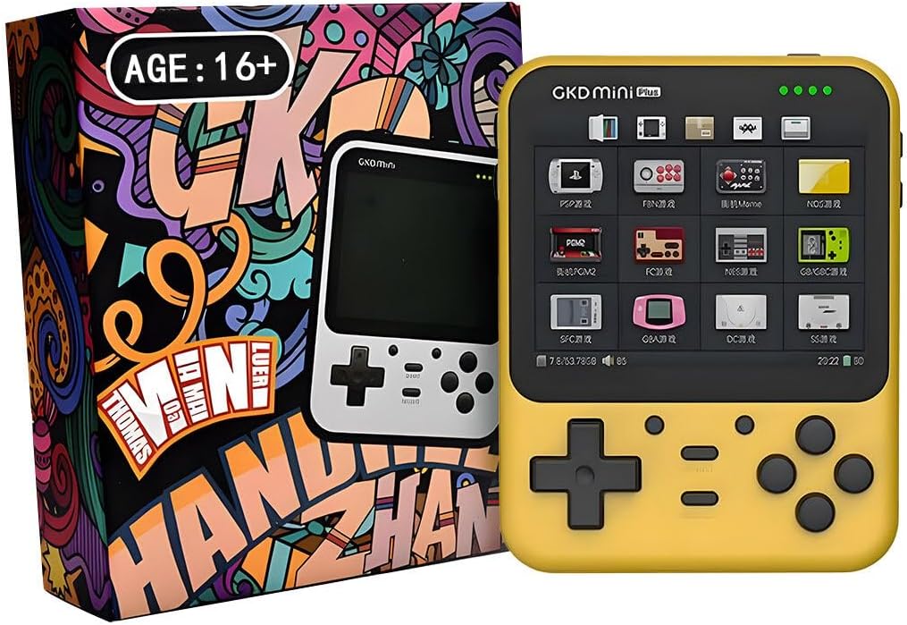 gpd mini plus retro gaming handheld pocket device yellow