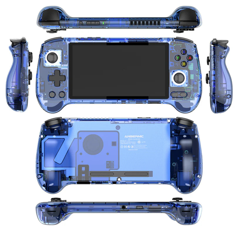 anbernic rg556 pocket handheld gaming device game emulator rom blue