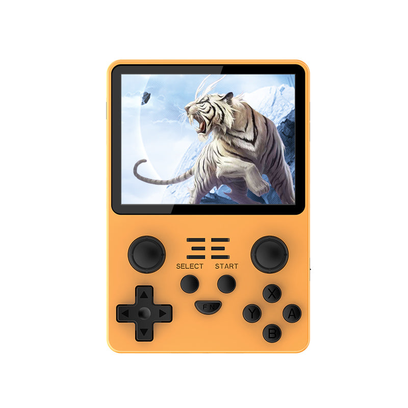 PowKiddy RGB20S retro pocket gaming game emulator device yellow