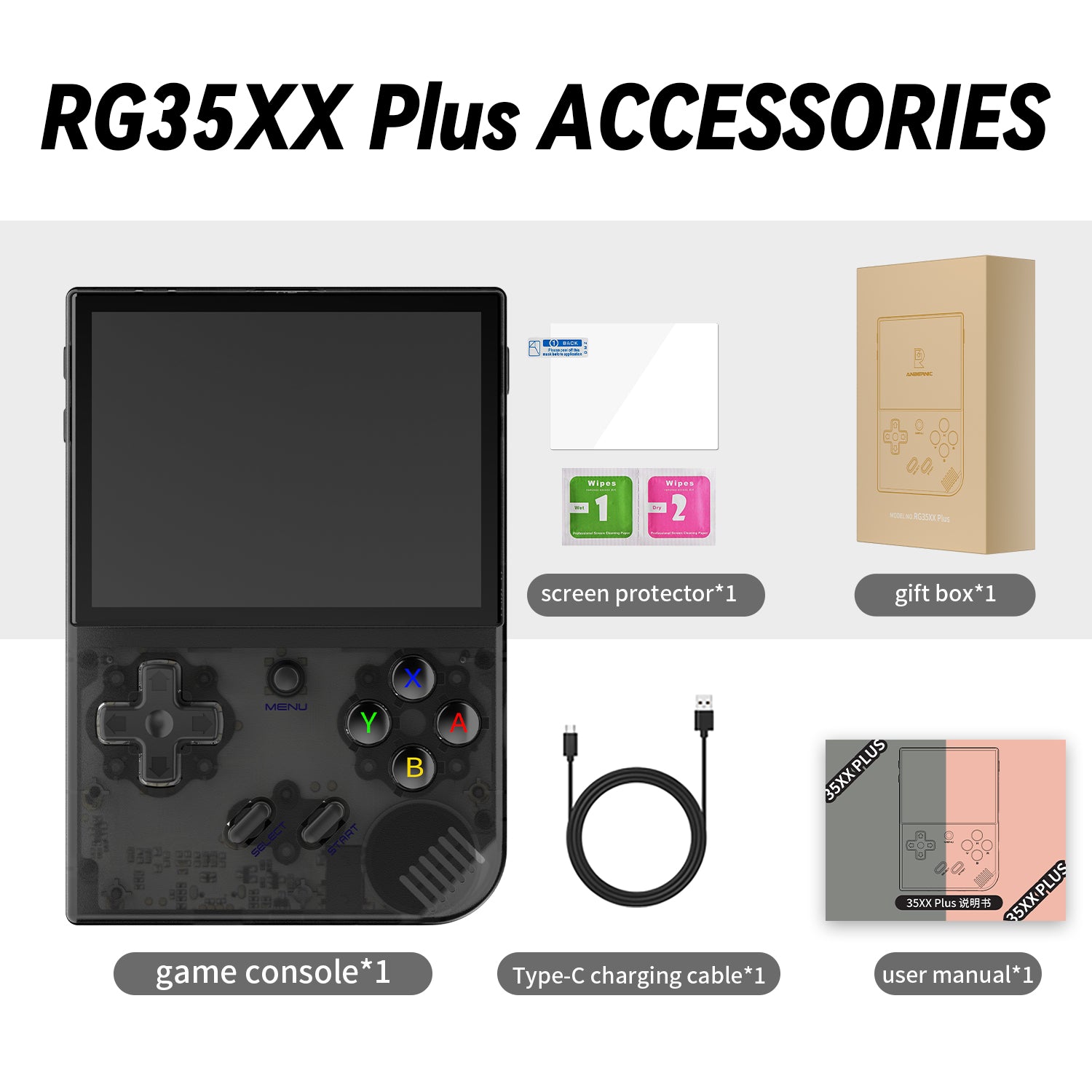 anbernic rg35xx plus pocket handheld gaming device game emulator rom accessories