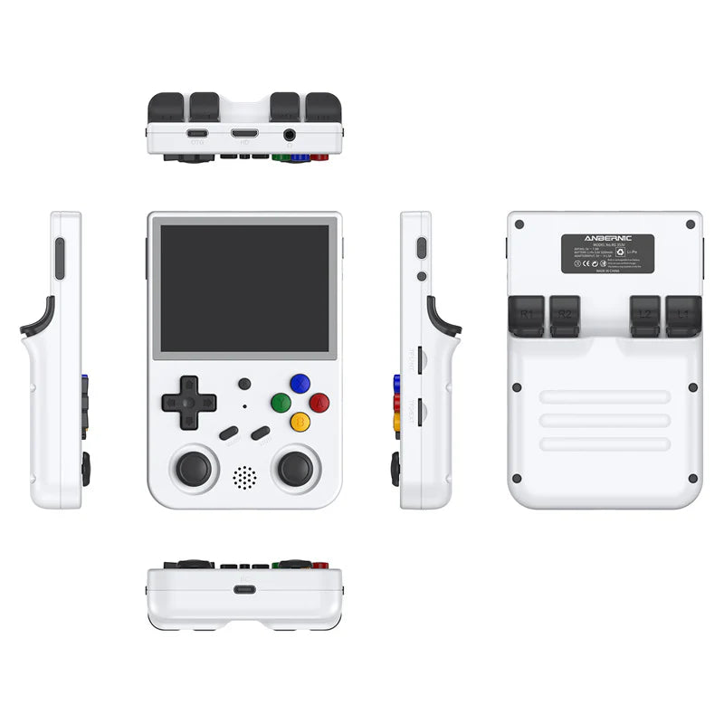 anbernic rg353v pocket handheld gaming device game emulator rom white