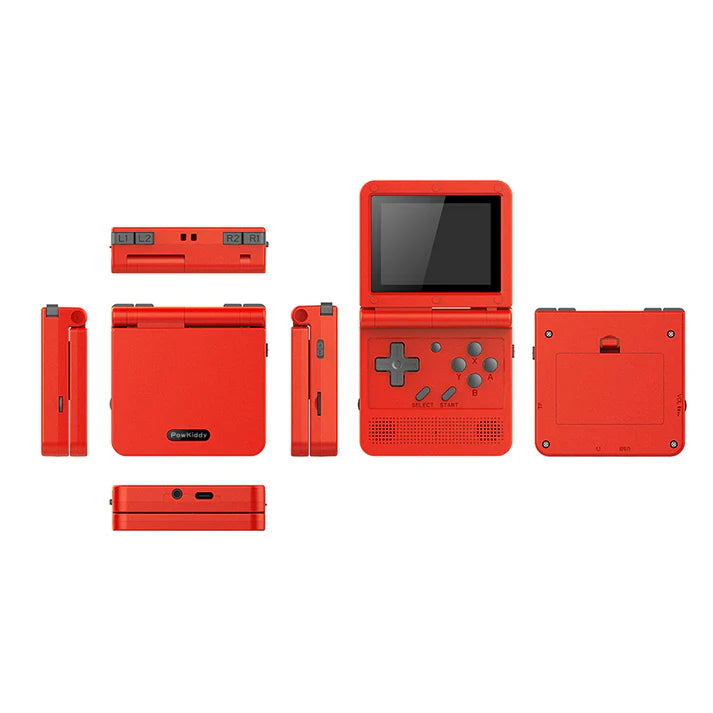 PowKiddy V90 retro pocket clamshell game gaming device emulator red